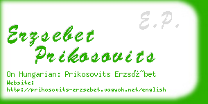 erzsebet prikosovits business card
